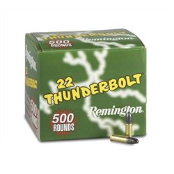 Ten 500 round boxes= Total of 5,000 rounds of Remington Thunderbolt .22 Long Rifle Ammunition