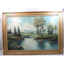 VINTAGE STREAM PAINTING FRAMED