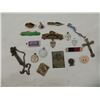 Image 1 : BOX LOT ASSORTED PINS, PENDANTS, BUTTONS,