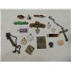 Image 2 : BOX LOT ASSORTED PINS, PENDANTS, BUTTONS,