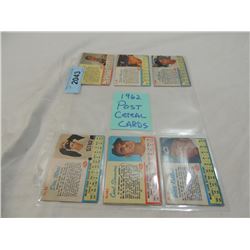 LOT 6 1962 POST CEREAL BASEBALL CARDS