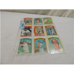 LOT 9 1972 TOPPS BASEBALL CARDS