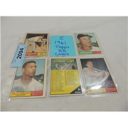 LOT 5 1961 TOPPS BASEBALL CARDS