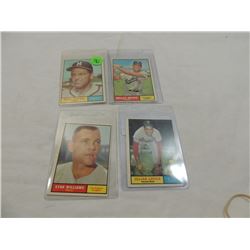LOT 4 1961 TOPPS BASEBALL CARDS