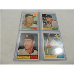LOT 4 1961 TOPPS BASEBALL CARDS