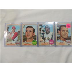 LOT 4 1968 BASEBALL CARDS: FISHER, MCBEAN, PASCUAL