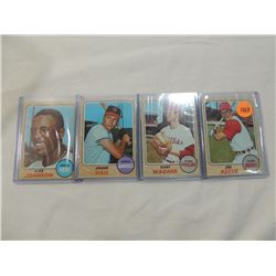 LOT 4 1968 BASEBALL CARDS: AZCUE, WAGNER, HALL, JO