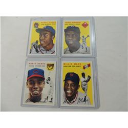 LOT 4 BASEBALL CARDS ROBINSON, AARON, MAYS, BANKS