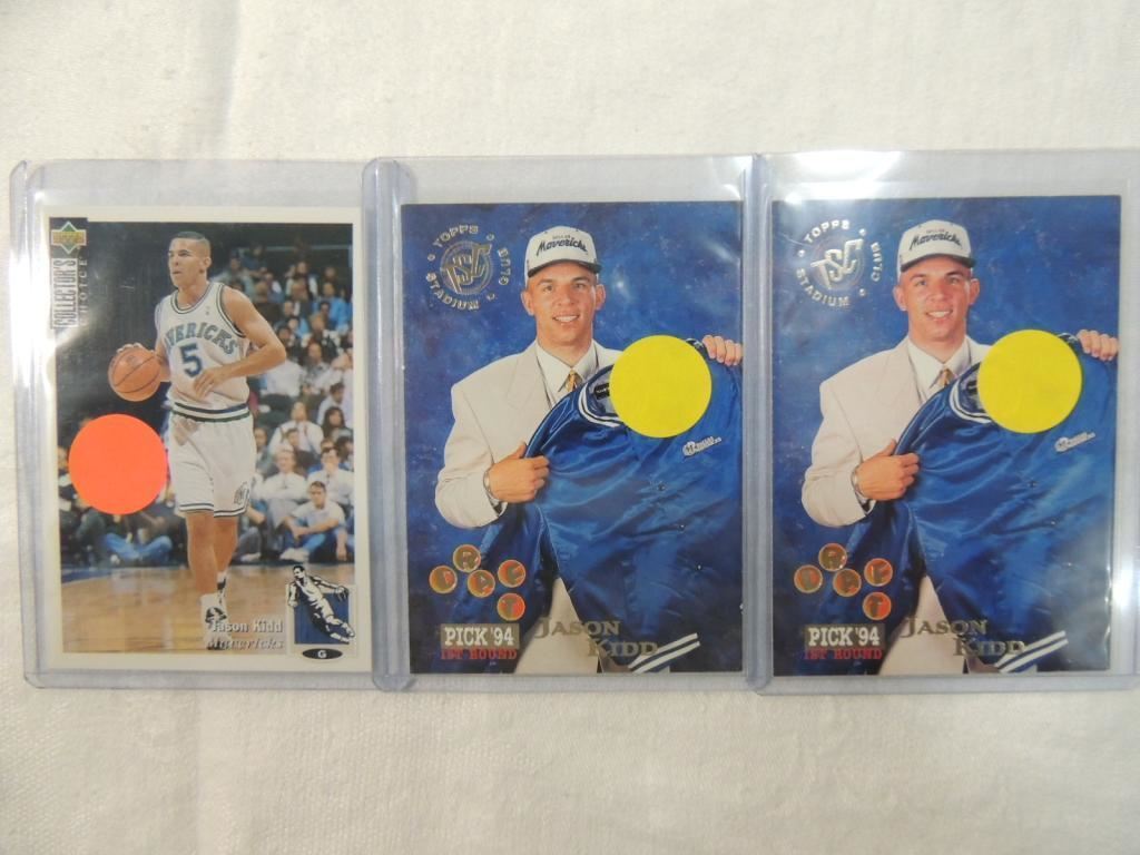 LOT 3 JASON KIDD ROOKIE BASKETBALL CARD