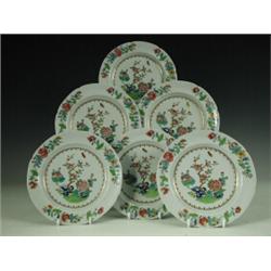 Six 19th century ironstone plates, possibly Spode, pattern number 2147, heightened in gilt, 20.5c...