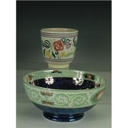 A Maling lustre bowl, 21cm diameter, and a small Poole pottery vase (chip to foot), 11cm high Est...