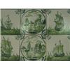 Image 1 : Twenty green and white delft tiles, each painted with sailing ships or river landscapes, each 13c...