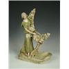 Image 1 : A Royal Dux figure, originally holding a frame on a tree, the base a tray with raised pink triang...