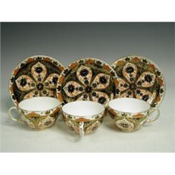 A late Victorian Crown Derby Imari pattern no.876 part tea set, twelve settings, (two cups A/F) E...
