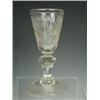 Image 1 : An 18th century glass goblet with a wheel cut engraved bowl a facetted knop with an inverted tear...