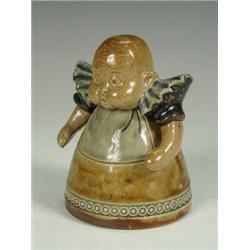 A Royal Doulton stoneware novelty inkwell in the form of a baby, with a hinged head and arms, imp...