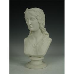A Copeland Parian bust of Enid, by F. M. Miller, with inscription 'Crystal Palace Art Union' to s...