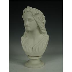 A Copeland Parian bust of Ophelia, by W. C. Marshall, with inscription 'Crystal Palace Art Union'...