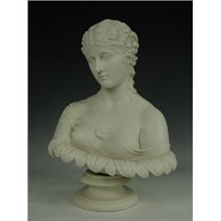 A large Parian bust of Clyte, with inscription to socle, 'Art Union of London' 1853 (chips to soc...