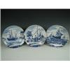 Image 1 : Three 19th century Dutch Delft blue and white plates from a series depicting the various stages o...
