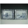 Image 1 : A pair of Edwardian rectangular Dutch Delft wall plaques, each decorated with rural scenes, marke...