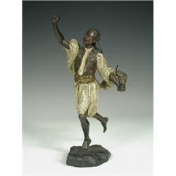 A late l9th century cold painted Austrian bronze by Bergman, modelled as a North African man runn...