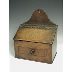 An early 19th century mahogany candle box with a dummy drawer front, 31cm high, 25cm wide Est. 60...