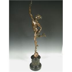 After Giambologna A bronze figure of Mercury on a marble base, 86cm high Est. 200/400...