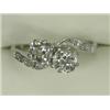 Image 1 : A 2-stone diamond crossover ring set with old cut stones with diamond set shoulders, in platinum,...