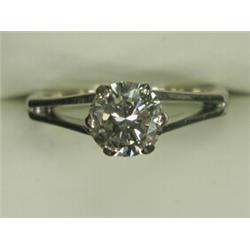 A diamond solitaire ring of approx 1.5ct set in 18ct white gold, size J 1/2 Est. 2200/2600...