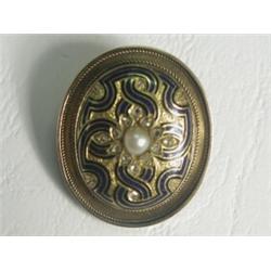 A Victorian gold, enamel, rose cut diamond and half-pearl memorial brooch set with hair and inscr...