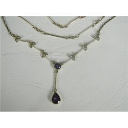 An Edwardian 9ct gold amethyst and seed pearl necklace, hallmarked 1901, and a 9ct gold chain Est...