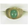 Image 1 : A gold bombe ring set with a jadeite jade cabochon, size Q Est. 100/150...