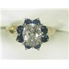 Image 1 : A sapphire and diamond cluster ring set with an old mine cut diamond of approx 1.50cts, set in 18...