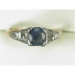 A 5-stone sapphire and diamond ring set in 18ct gold and platinum, size L Est. 100/150...