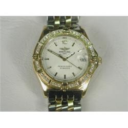 A Breitling perpetual Sirius lady's watch with an 18ct gold diamond set bezel, and stainless stee...