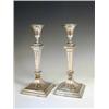 Image 1 : A pair of Neo-Classical style plated candlesticks with a crest on the drip pan (both repaired), 2...