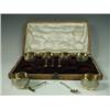 Image 1 : A set of six Russian white metal salts, with five matching spoons in a fitted case, each piece st...