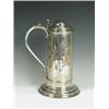 Image 1 : A George II silver lidded tankard of plain banded uptapering cylindrical form by Joseph Allen and...