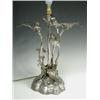 Image 1 : A late Victorian silver plated table lamp, modelled with a naturalistic base with stems and leave...