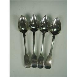 A Georgian provincial Scottish silver serving spoon by David Grieg, Canongate c.1832, two Exeter...