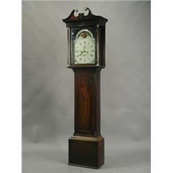 A George III Scottish mahogany longcase clock, with an eight day movement a rolling moonphase mec...