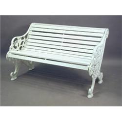 A Re Painted Cast Iron Garden Bench With Replaced Slats 127cm Est