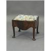Image 1 : A George I walnut stool with a drop in seat over a deep frieze and pad foot legs, 48cm square Est...