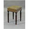 Image 1 : A George III mahogany stool in the manner of Gillows, having a square upholstered seat on turned...