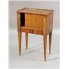 Image 1 : A 19th century mahogany pot cupboard with a tambour slide above a single drawer on square taperin...