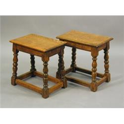 A pair of reproduction oak joint stools Est. 100/200...