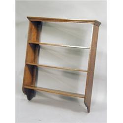 A set of George III oak hanging corner shelves, 75cm wide Est. 250/350...