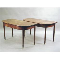 A pair of George III mahogany dining table 'D' ends on square tapering legs, 121cm wide Est. 500/...
