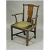 Image 1 : An 18th century mahogany elbow chair with a serpentine top rail over a solid shaped splat and a d...